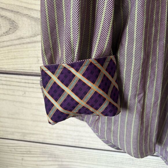 Robert Graham Dusty Purple Striped Embroidered Button Down Shirt - Picture 4 of 8